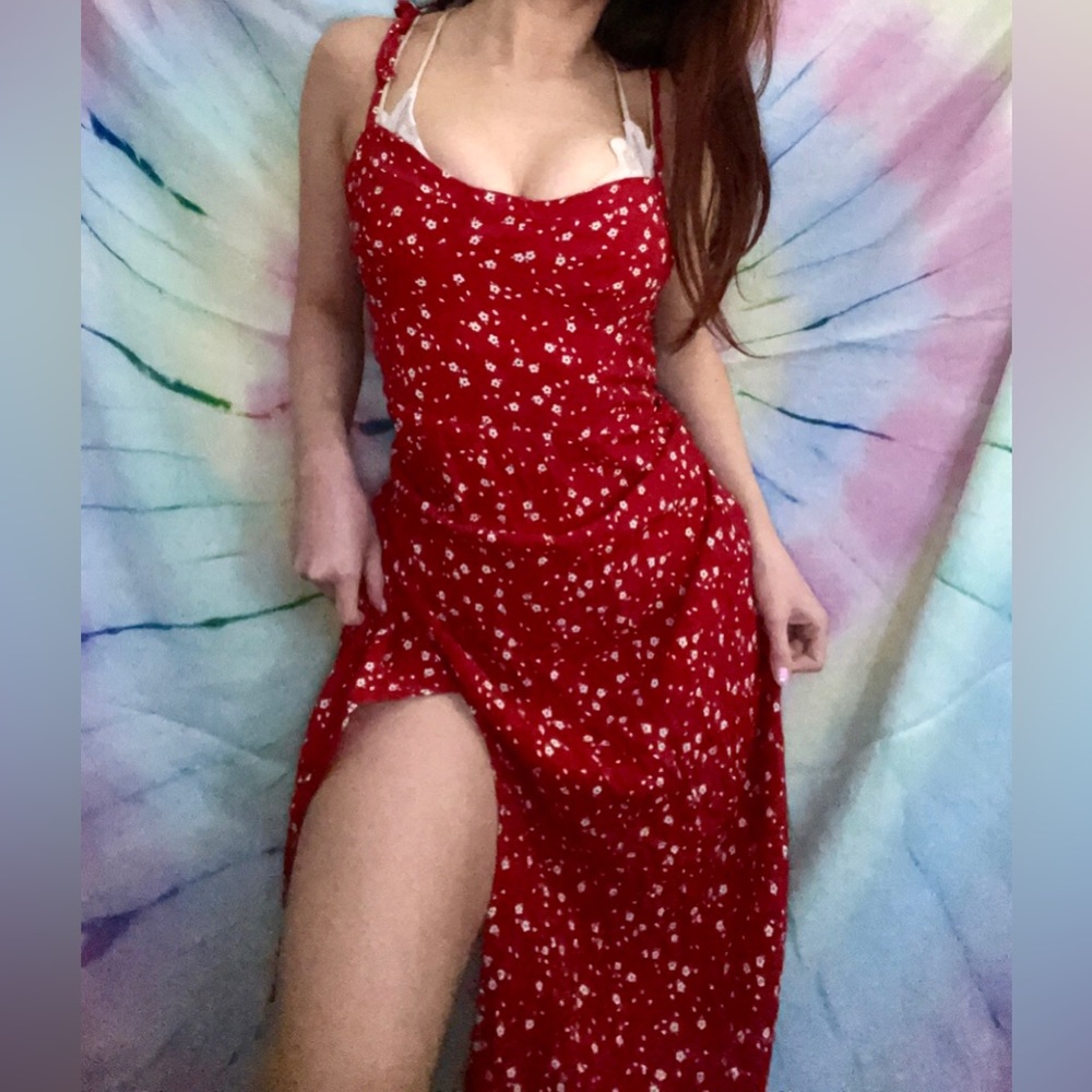 Handmade Floral Slit Maxi Dress